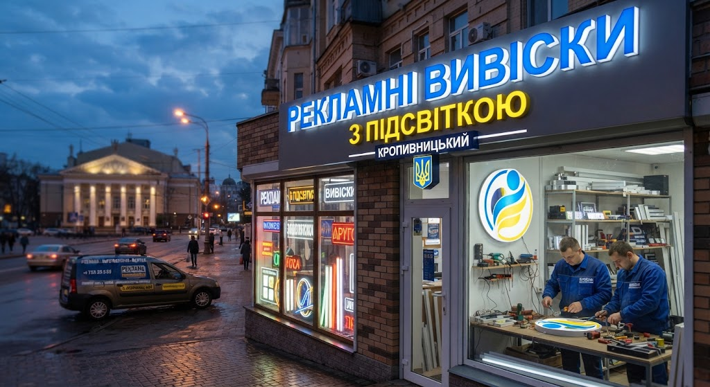 Виготовлення рекламних вивісок з підсвіткою у Кропивницькому: ефективна реклама для вашого бізнесу